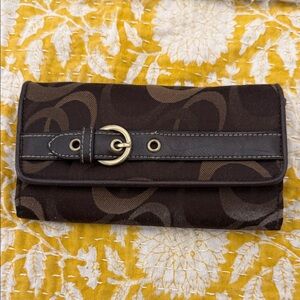 Brown Women's Clutch with Gold Accents